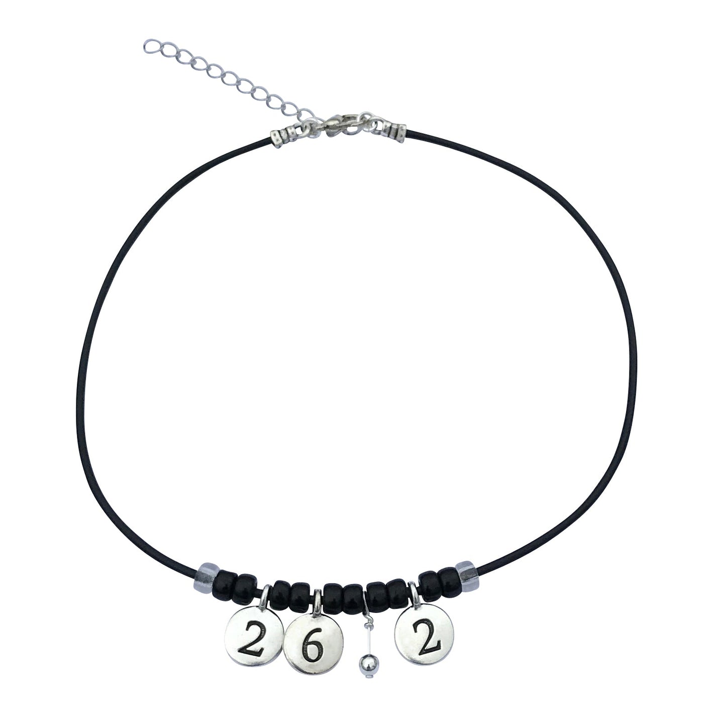 Dragonweave Marathon Necklace Silver Plated 26.2 Black Leather Handmade Marathon Necklace