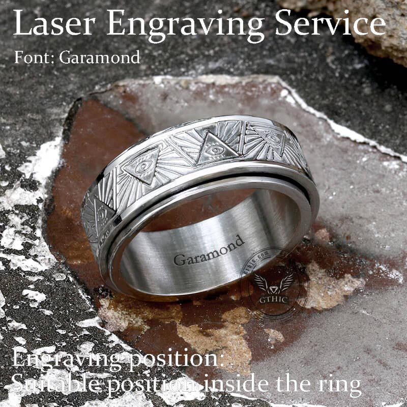 Masonic Eye of Providence Stainless Steel Spinner Ring