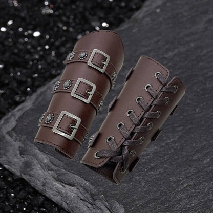 Medieval Retro Knight Adjustable Pu Leather Bracers