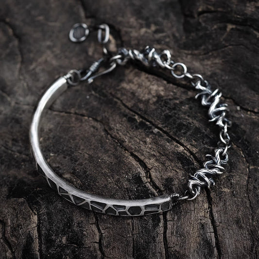 Sterling Silver Protection Bracelet With Hammer & Thorn Design