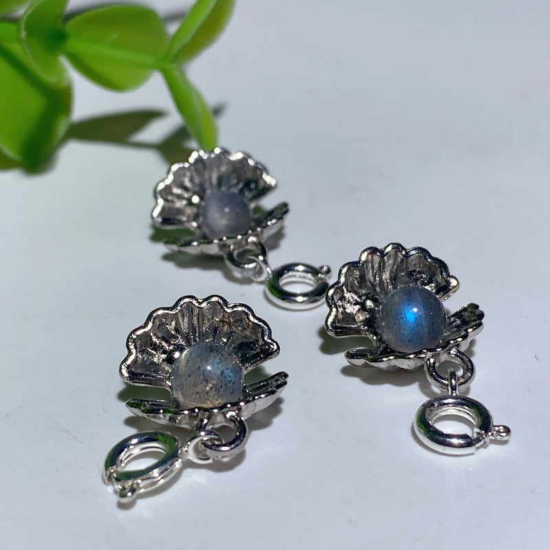 Mini Silver Shell Pendant With Crystal 12mm Healing Necklace