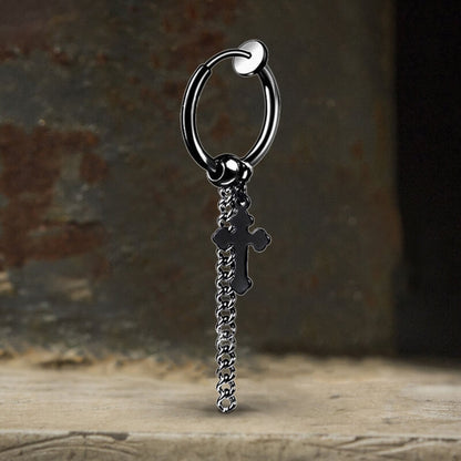 Minimalist Cross Chain Stainless Steel Hoop Earrings