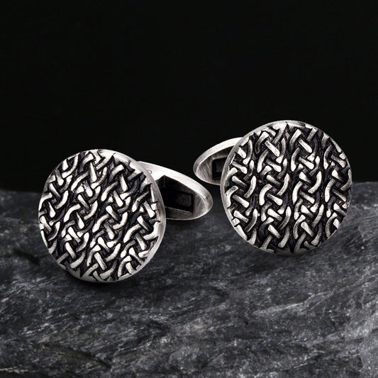 Minimalist Cross Pattern Brass Whale Back Cufflinks