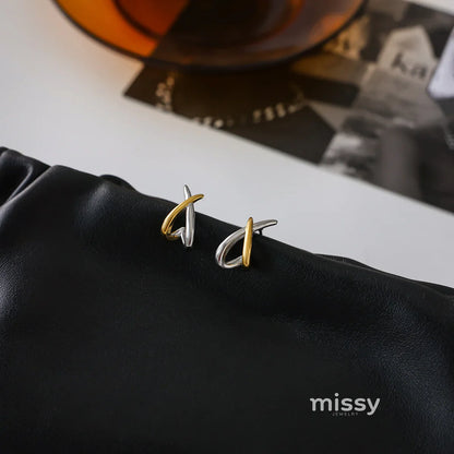 Adalae Two-tone Geometric Earrings