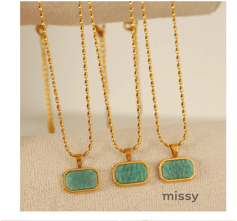 Amalie Amazonite Gold Necklace