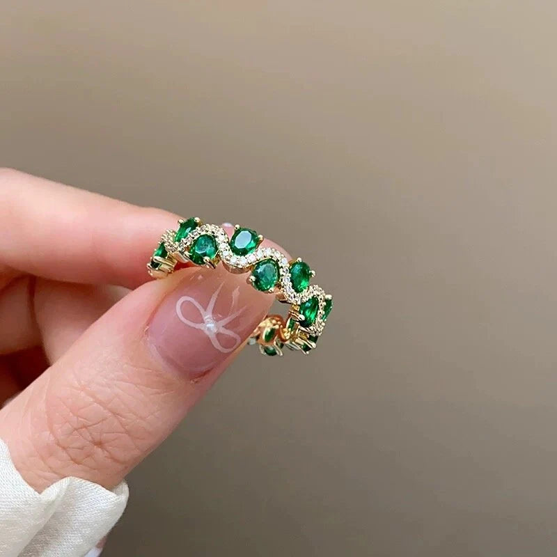 Emerald Teardrop Open Ring