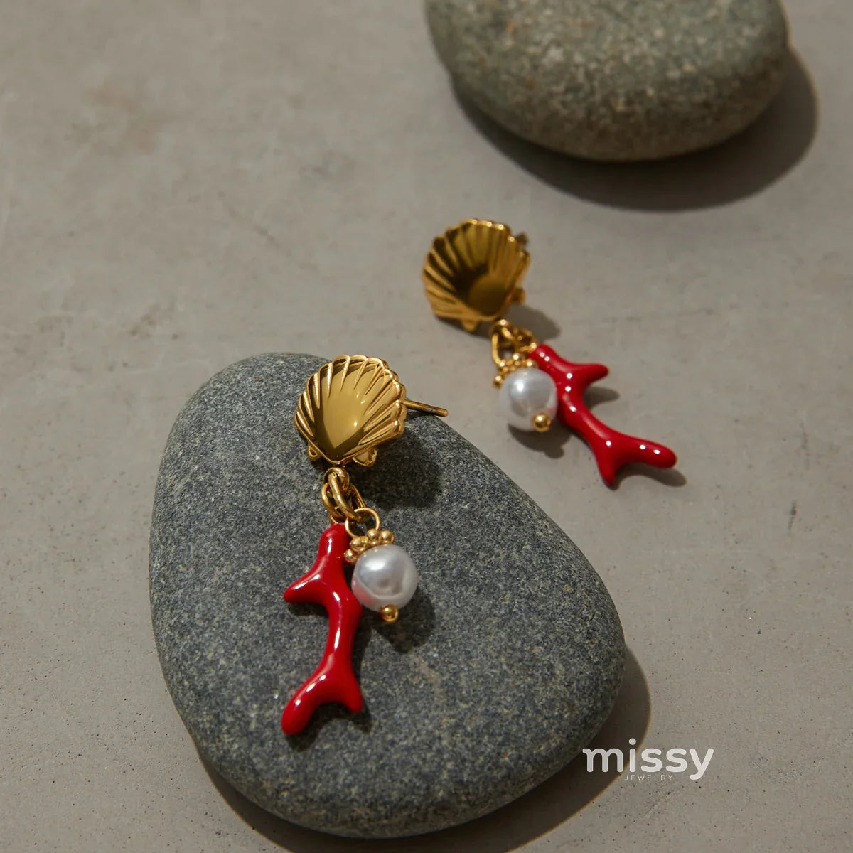 Jasper Cross Pearl Drop Earrings