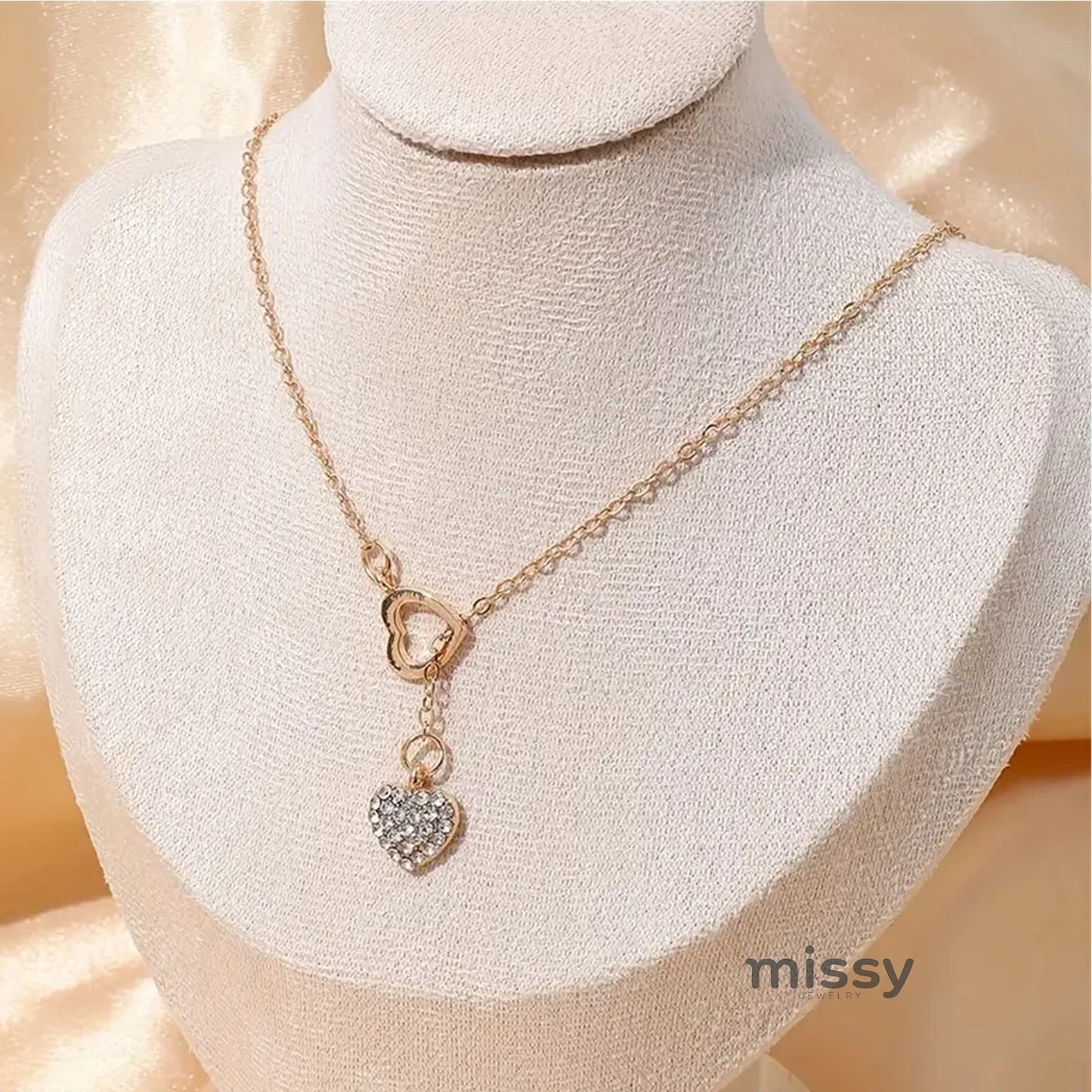 Jaylyn Rhinestone Heart Necklace