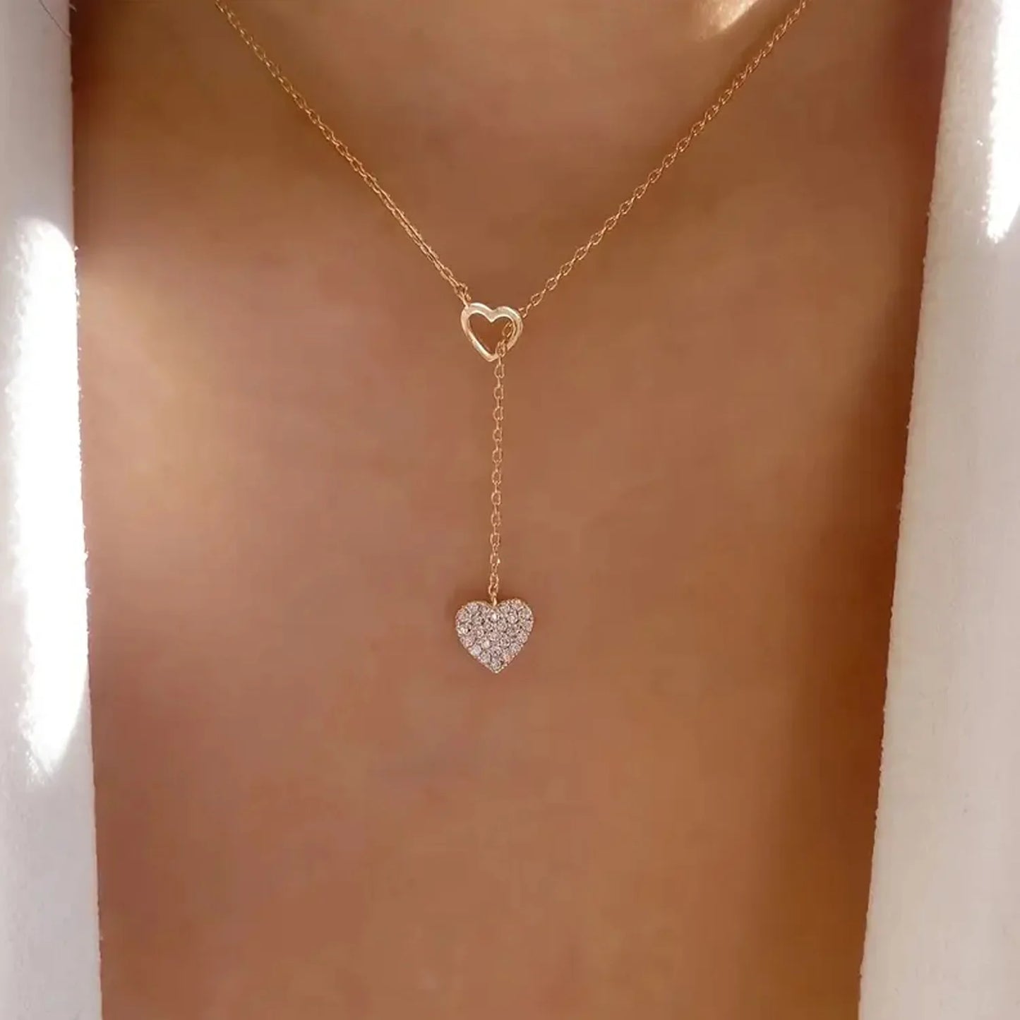 Jaylyn Rhinestone Heart Necklace