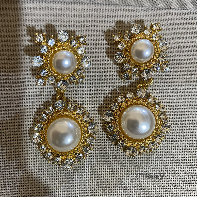 Jemimah Pearl Diamond Drop Earrings
