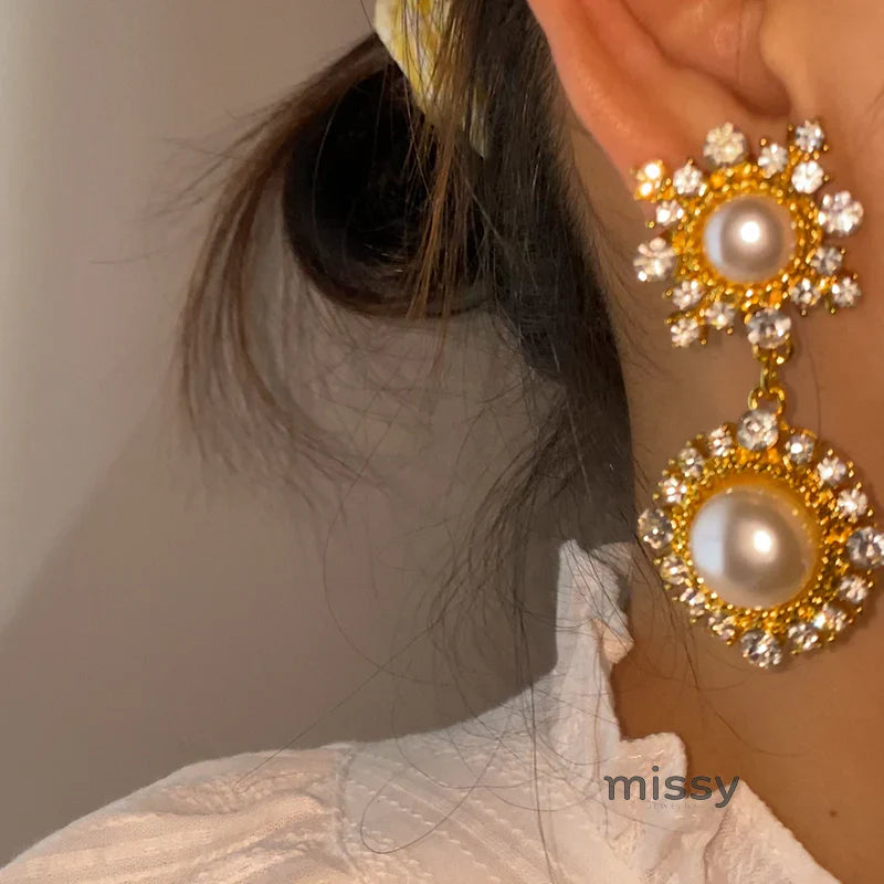 Jemimah Pearl Diamond Drop Earrings