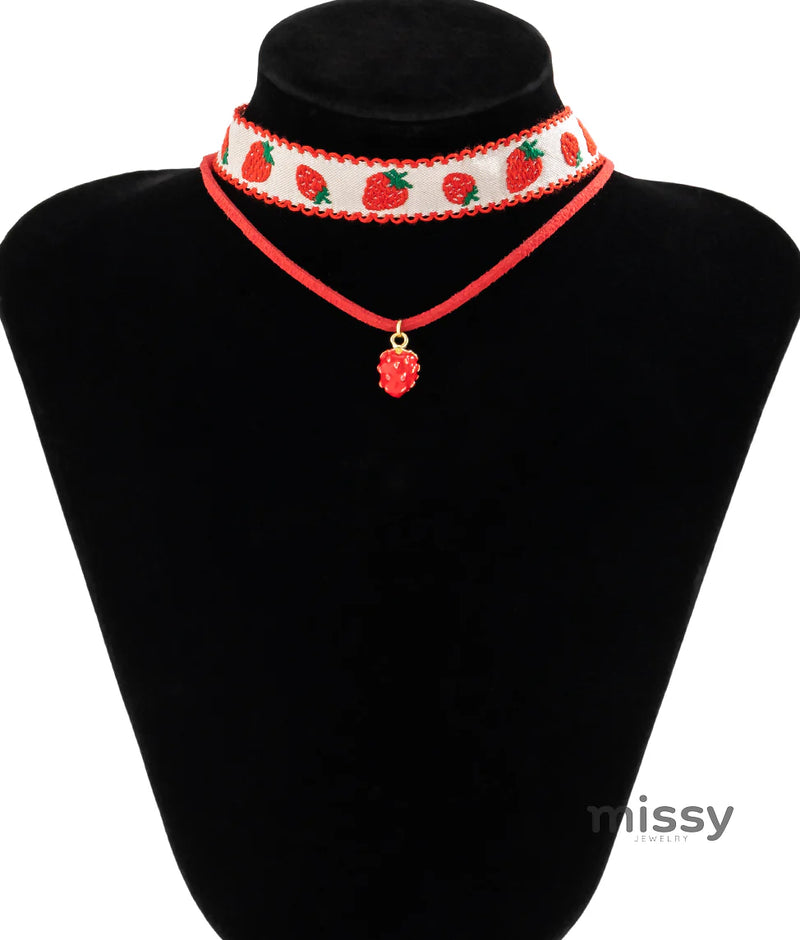 Kambree Strawberry Layered Necklace Set