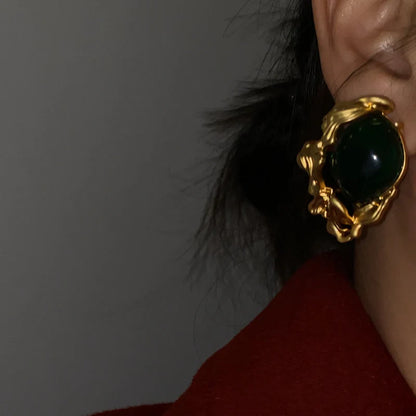 Lacey Emerald Green Stud Earrings