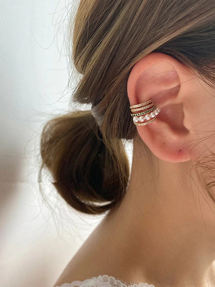 Multi-layer Pearl Zircon Ear Cuffs