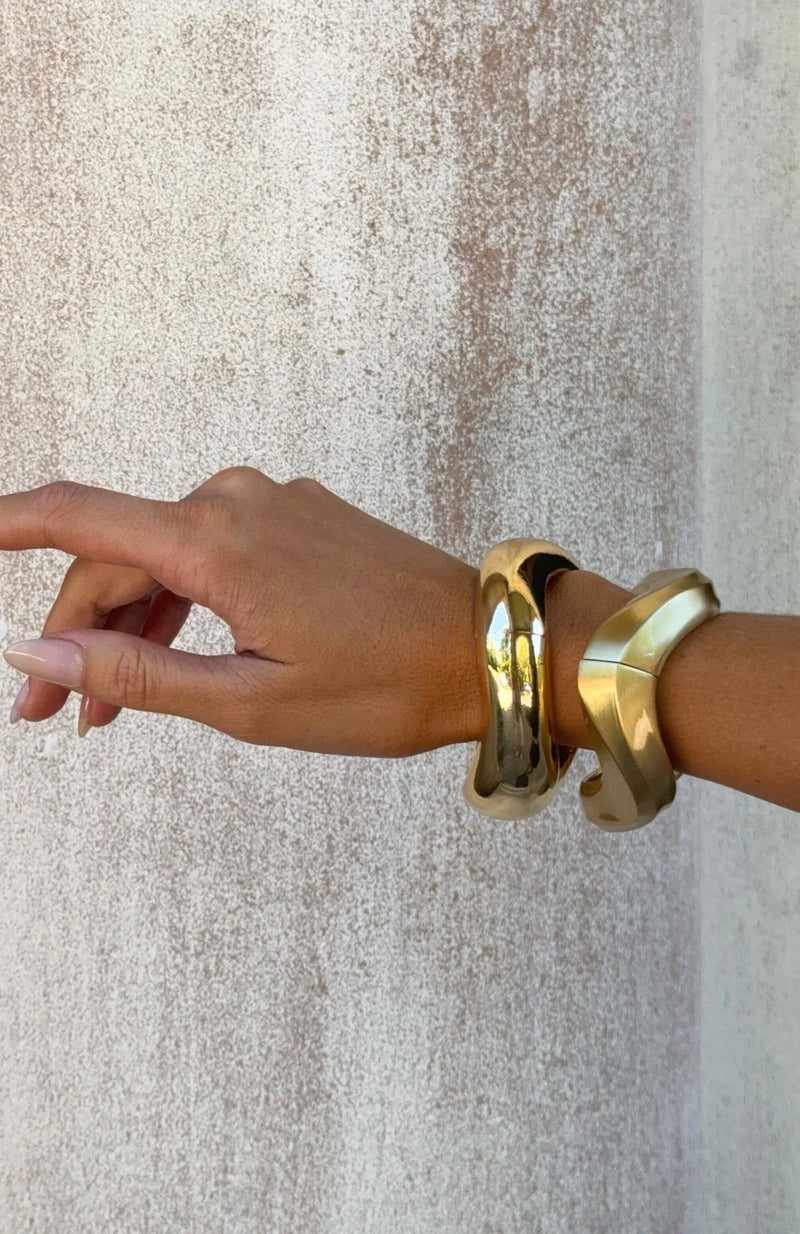 Stacy Sculptural Gold Bracelet Set