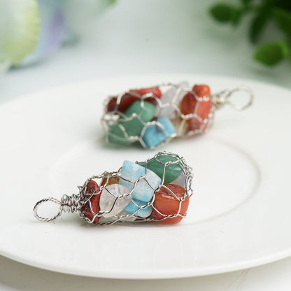 Mixed Crystal Chips Chakra Pendant | Spiritual Healing Necklace