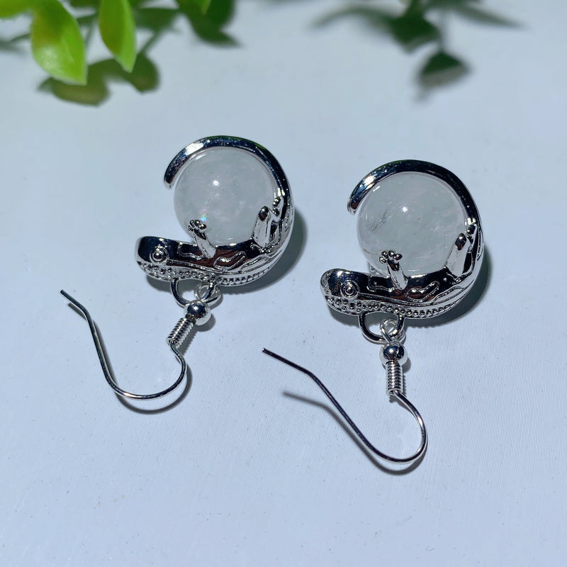 Mixed Crystal Lizard Earrings With Healing Stones 1.5 Inch