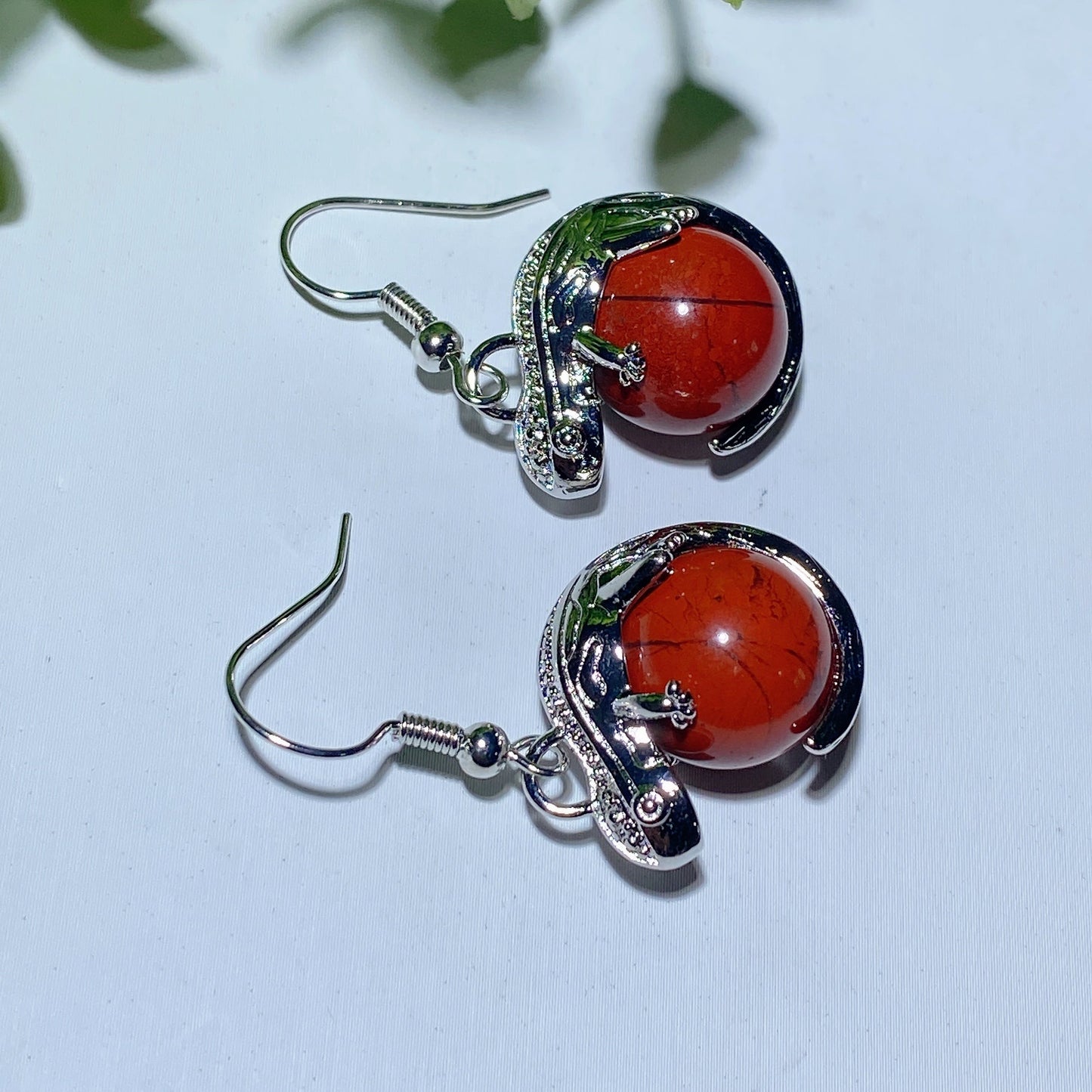 Mixed Crystal Lizard Earrings With Healing Stones 1.5 Inch