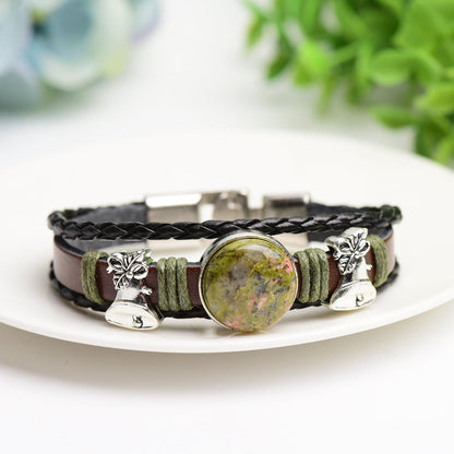 Mixed Crystal Spiritual Bracelet With Metal Snap Closure