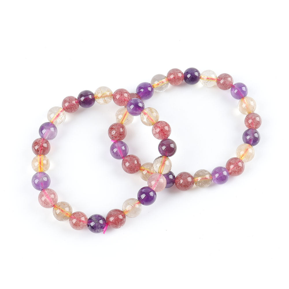 Mixed Quartz Crystal Bracelet 8mm-9mm Energy Healing Jewelry