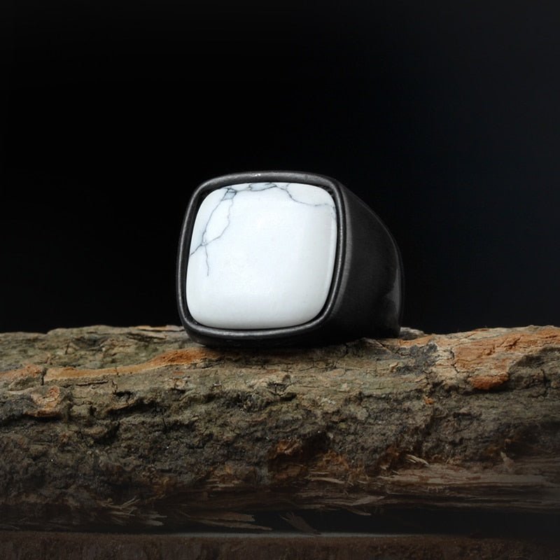 Modern Gemstone Black Ring
