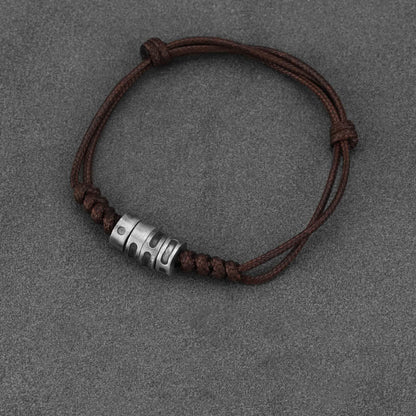 Morse Code Sterling Silver Wax Rope Bracelet