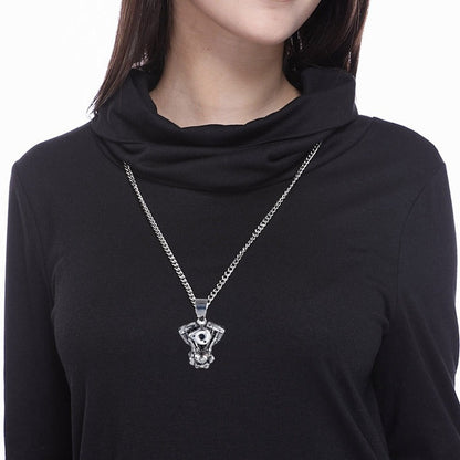 Motorcycle Engine Pendant / Biker Chain Necklace for and / Stainless Steel Jewelry