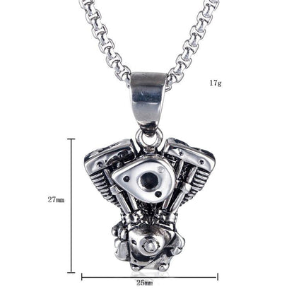 Motorcycle Engine Pendant / Biker Chain Necklace for and / Stainless Steel Jewelry