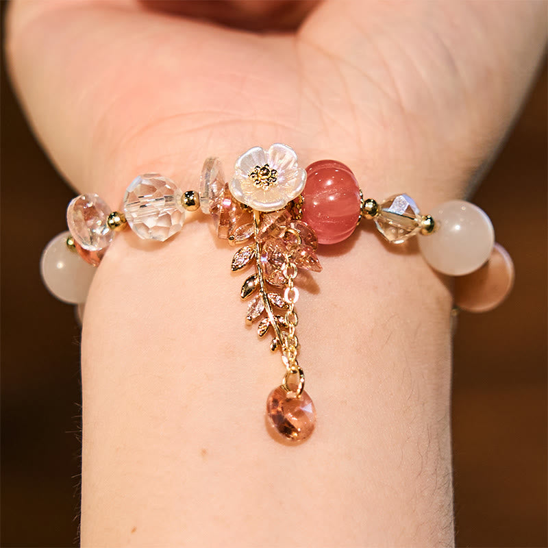 Multi-stone Healing Bracelet With Flower Accents