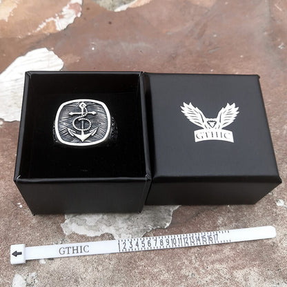 Navy Anchor Sterling Silver Marine Ring