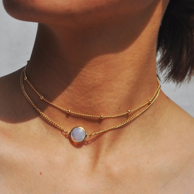 2 Layers Crystal Choker Necklace