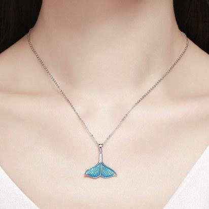 Blue Mermaid Tail Sterling Silver Necklace