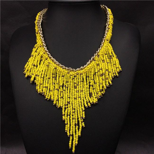 Long Tassel Beads Choker Necklace