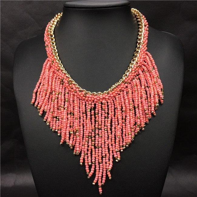 Long Tassel Beads Choker Necklace