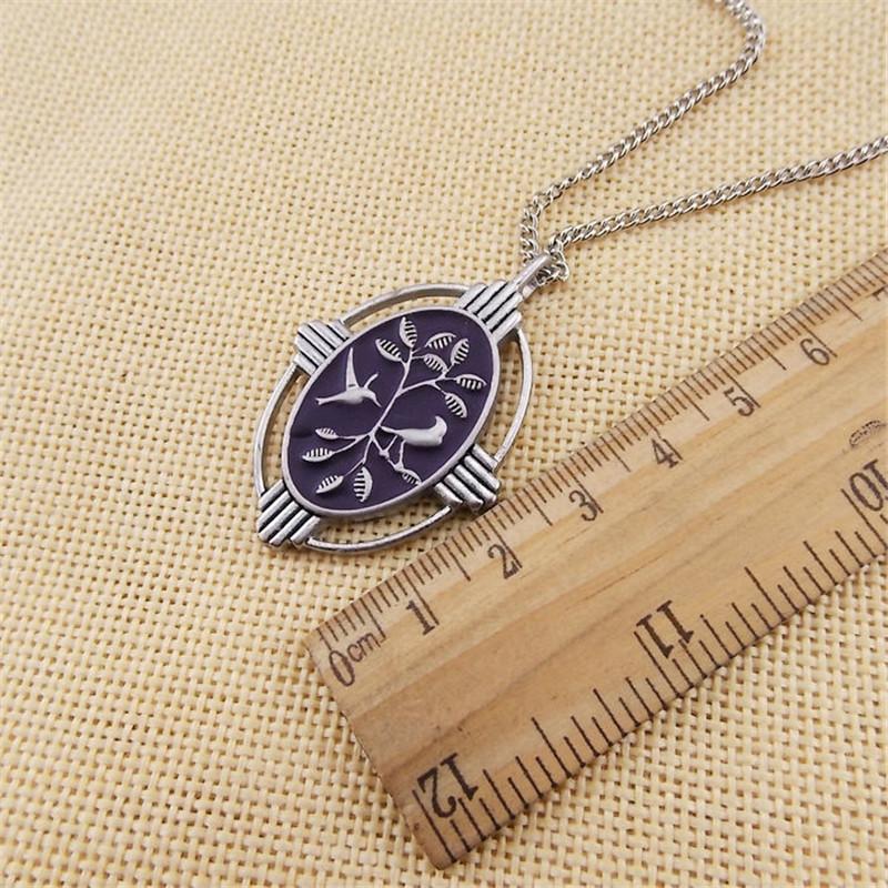 Carved Tree Birds Long Necklace