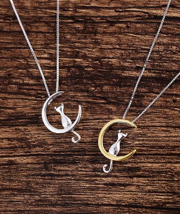 Cat and Moon Necklace