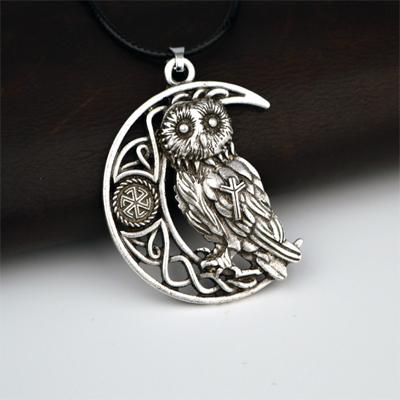 Celtic Wise Owl & Wolf Moon Necklace