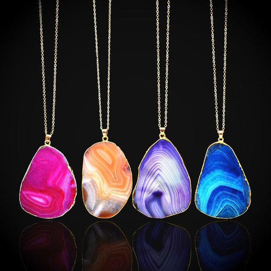 Colorful Irregular Shaped Agate Necklace