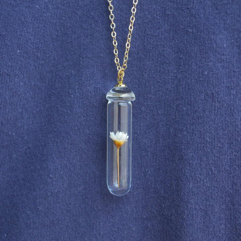 Daisy Flower in Glass Long Necklace