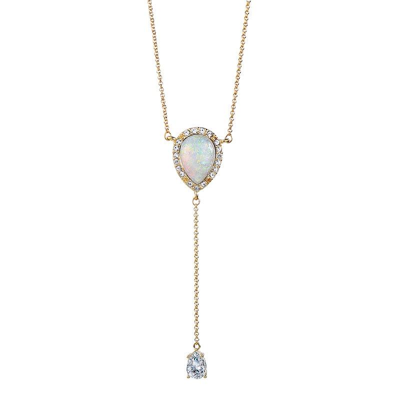 Delicate Opal Crystal Necklace