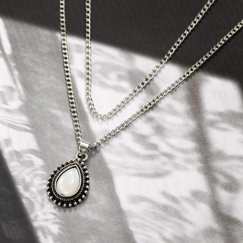 Double Layer Water Drop Opal Necklace