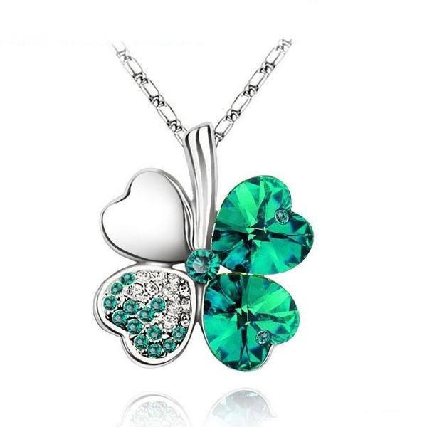 Four Leaves Clover Heart Necklace