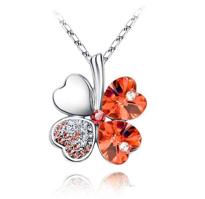 Four Leaves Clover Heart Necklace