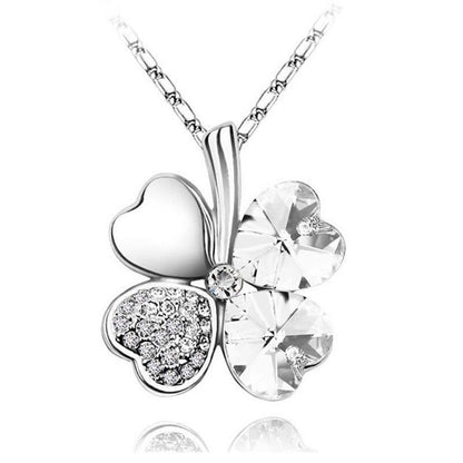 Four Leaves Clover Heart Necklace