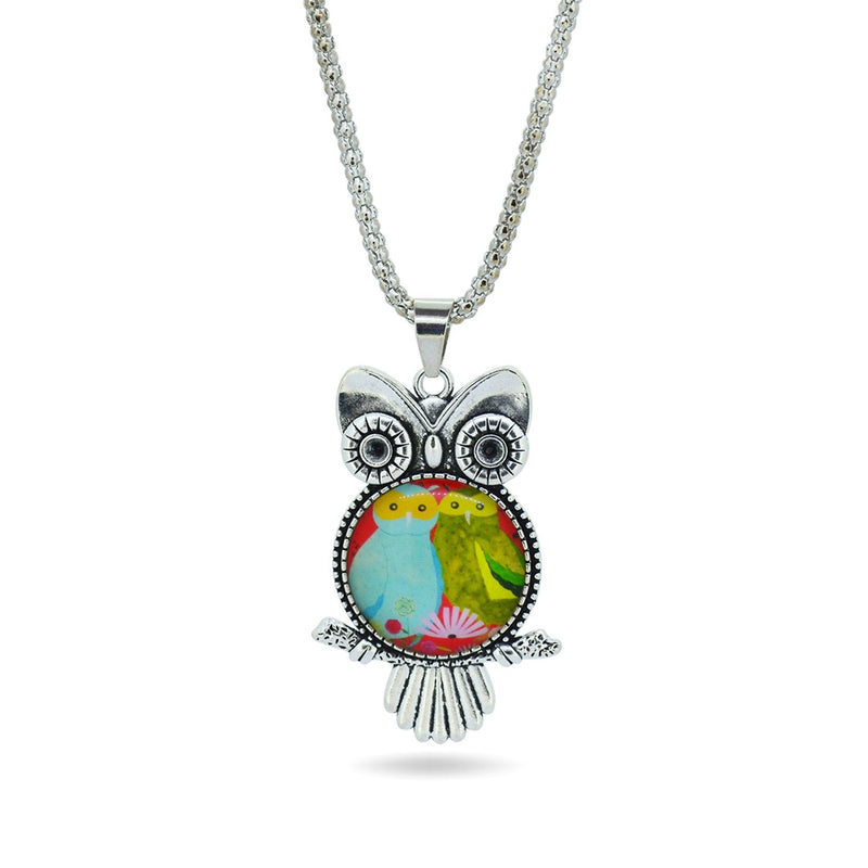 Glass Owl Pendant Necklace