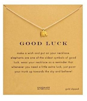 Gold Elephant Pendant Necklace With Charm Card