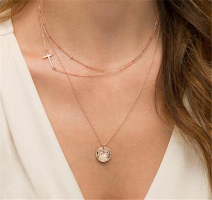 Gold Multilayer Long Strip Pendant Necklace