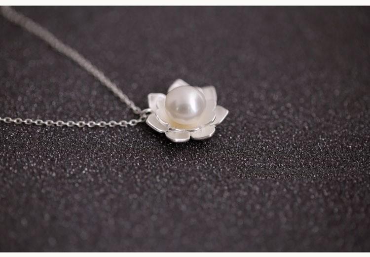 Lotus Pearl Sterling Silver Necklace
