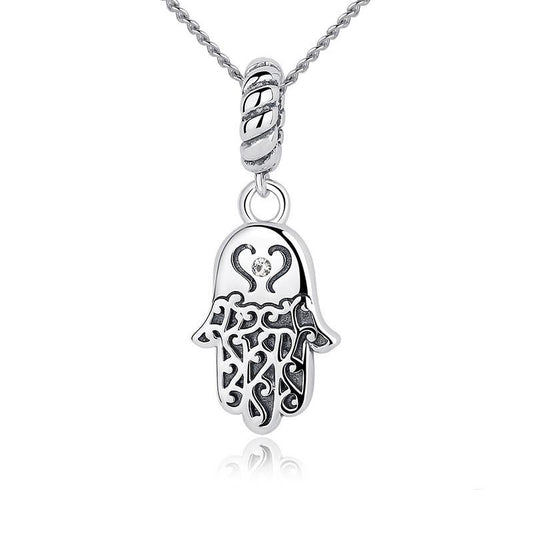 Lucky Hamsa Hand Silver Necklace