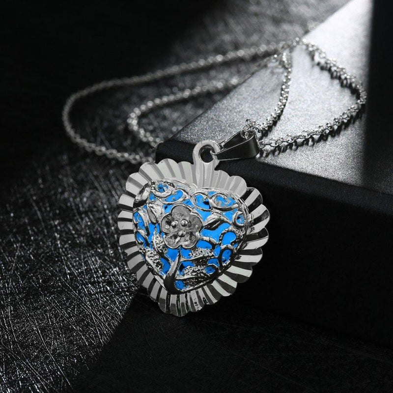 Magical Glow in the Dark Heart Flower Necklace